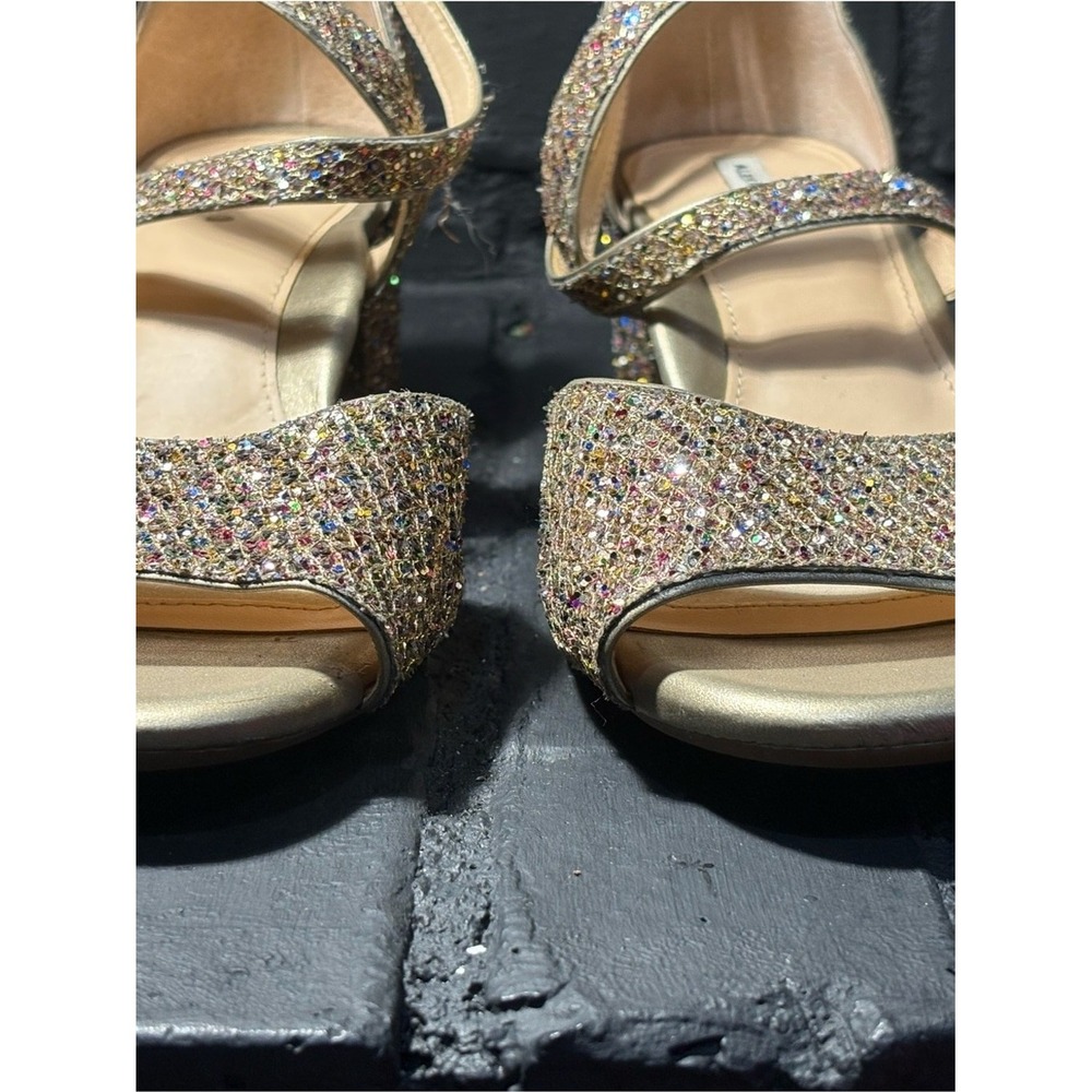 Alex Marie Gold Multi Color Glitter Block Heel Ankle Strap Sandals Womens 9M - Picture 7 of 7